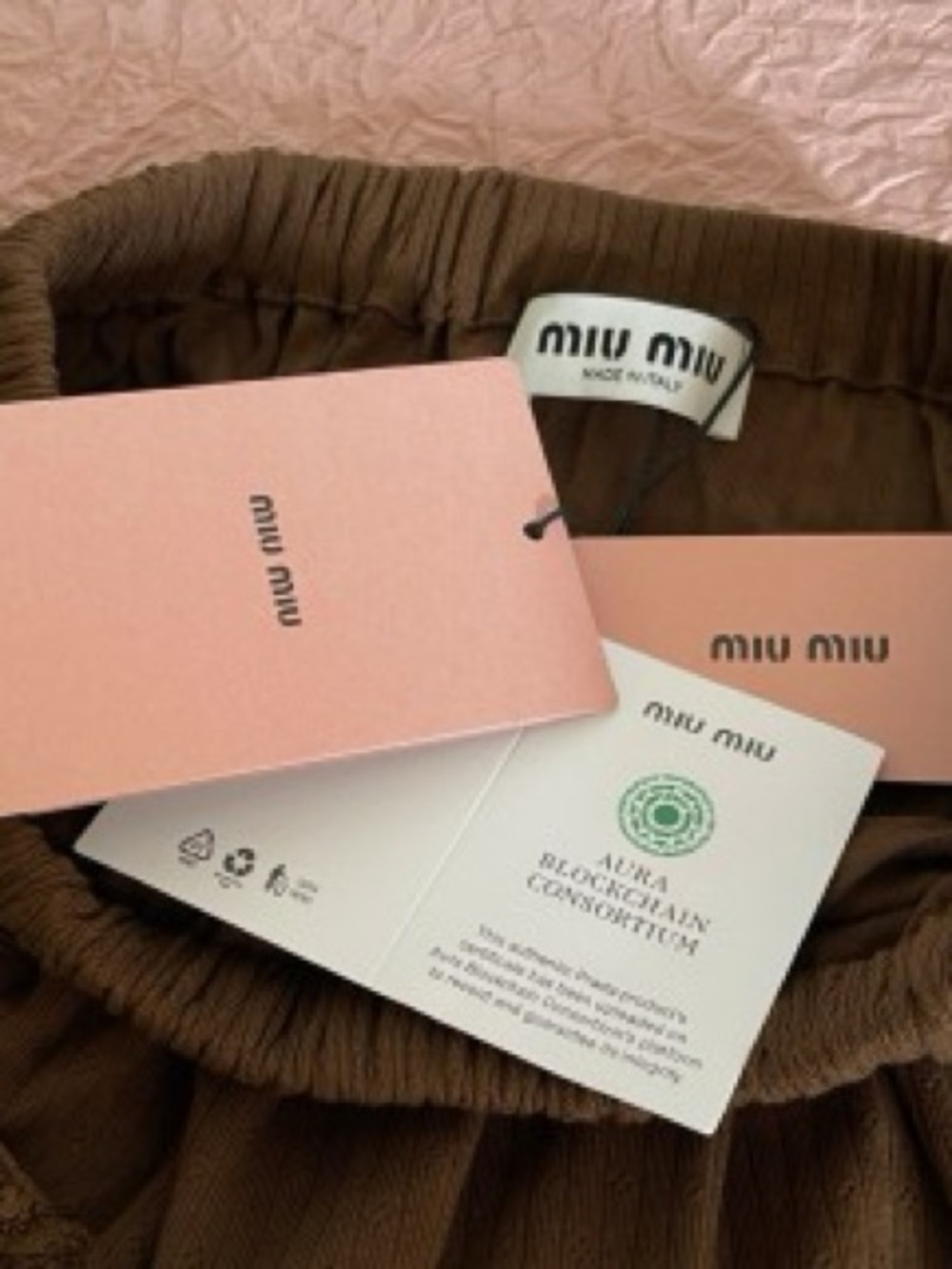 Miu Miu Lace Elastic Waist Knitted Mini Skirt - Picture 5 of 6